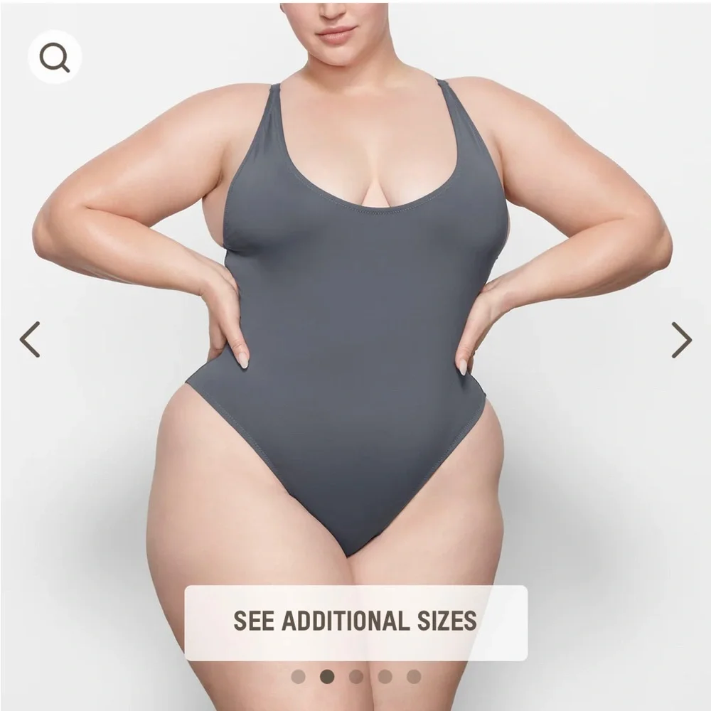SKIMS Scoop Neck One Piece Swimsuit - Charcoal Gray